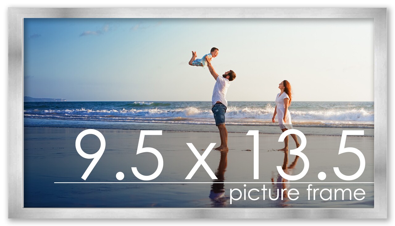 9.5x13.5 Solid Wood Picture Frame with UV-Resistant Acrylic & Acid-Free Backing, Available in 6 Finishes: Matte Black, Matte White, Metallic Bronze, Silver, Natural Wood Grain & Mahogany